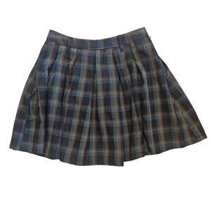 Hot Topic Rainbow Grid O-Chain Pleated Skirt sz Extra Small Plaid Casual Punk